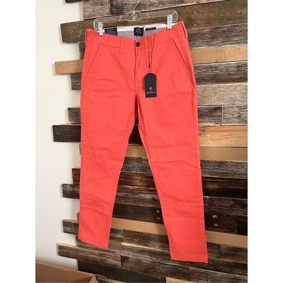 Ben Sherman NWT Slim Fit Mens salmon Chino Casual Pants 32x32